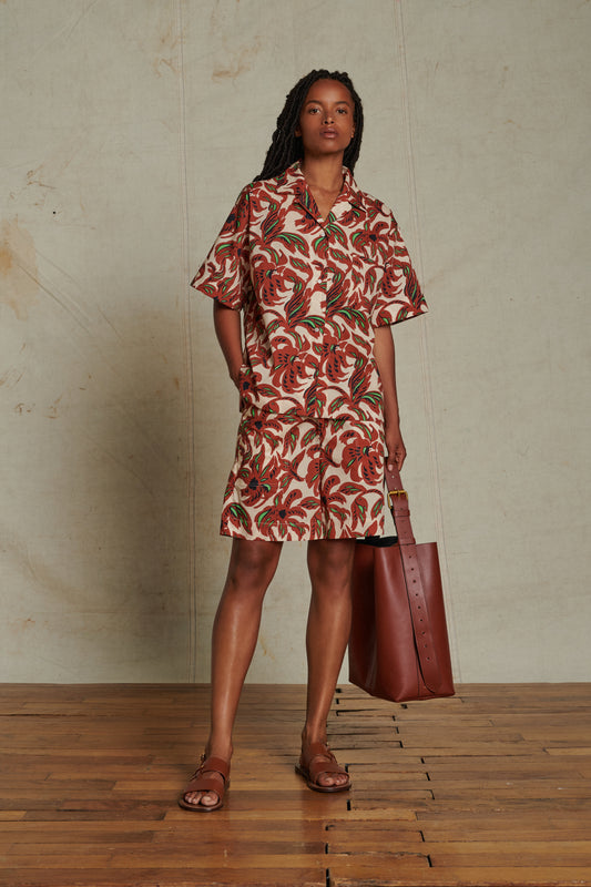 Short Acapulco - Terre Battue/Vert - Coton - Femme