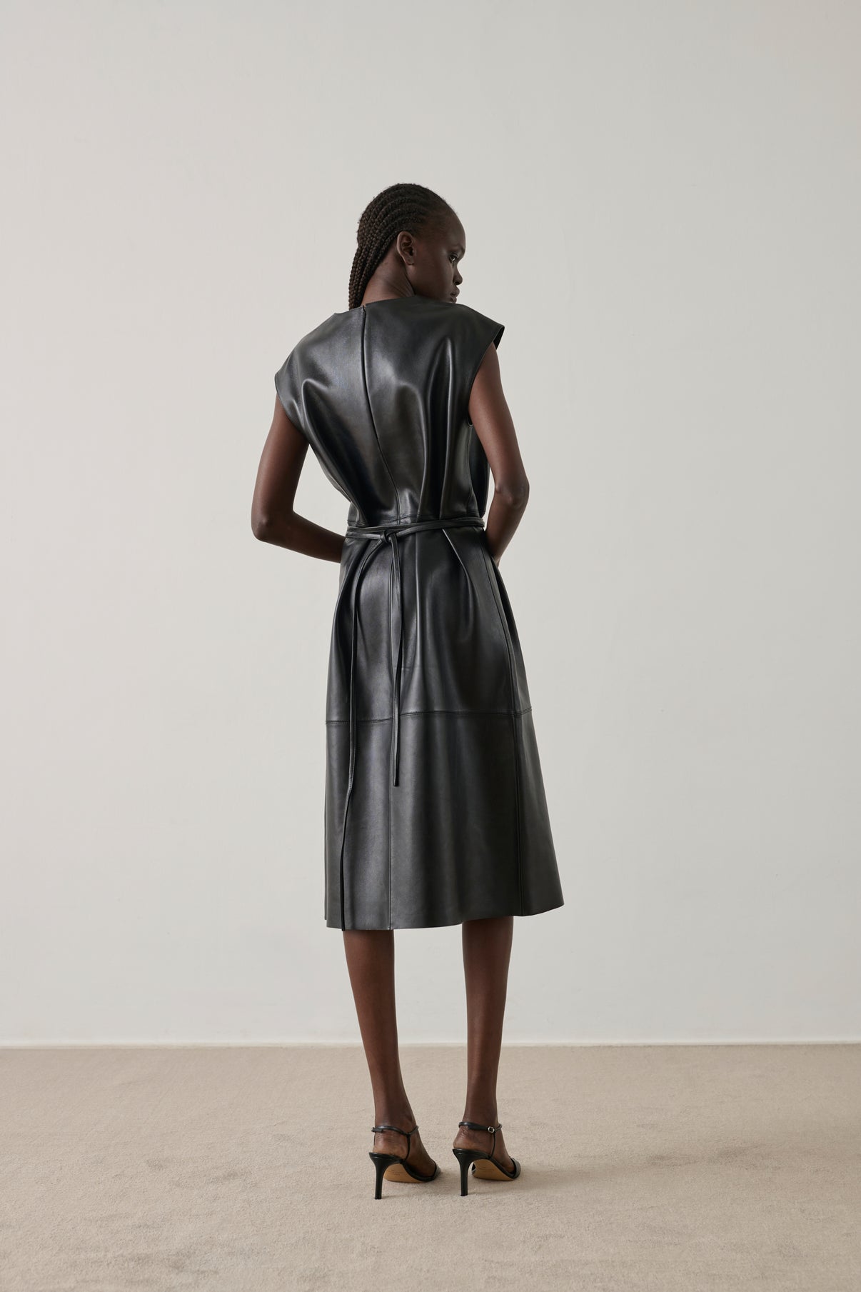 Robe Sofia - Noir - Cuir - Femme vue 2