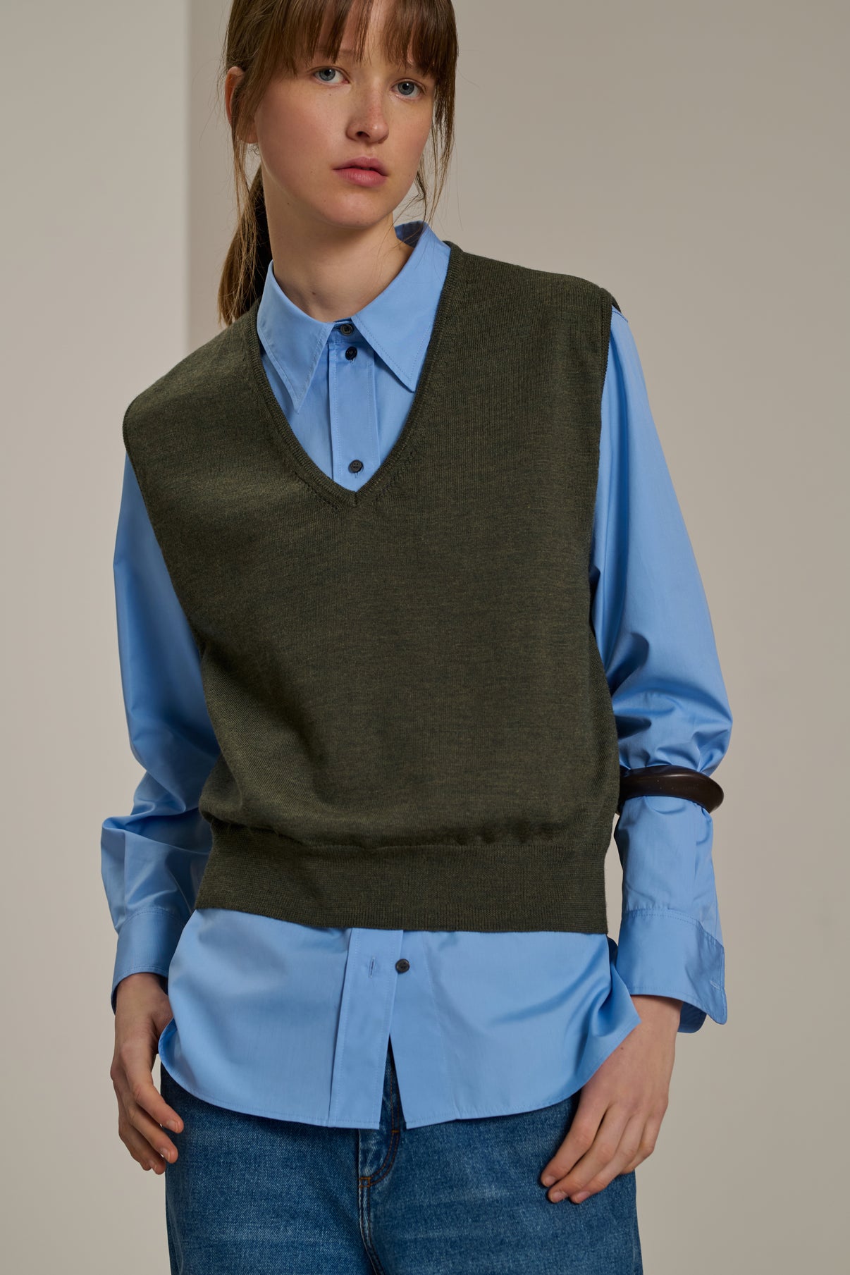 Pull Sonia - Kaki - Laine - Femme vue 1